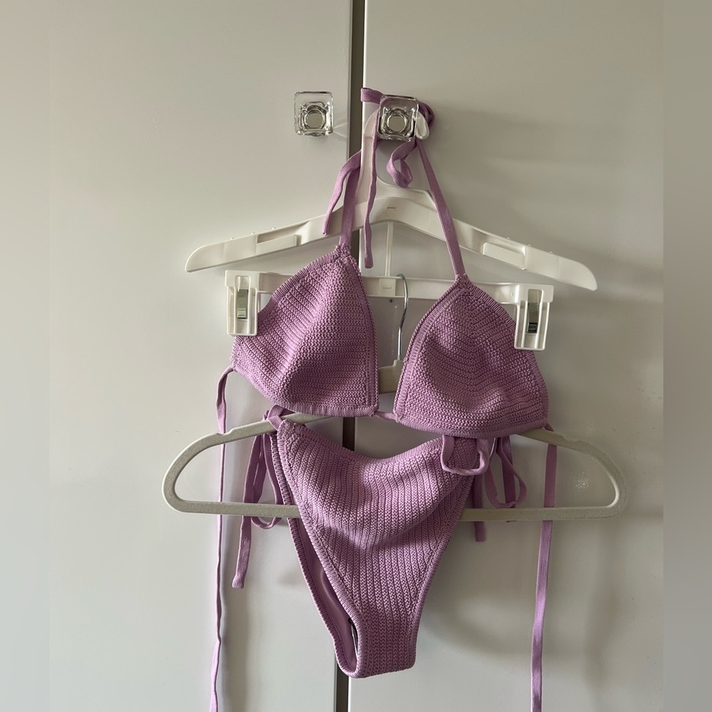 Anna Sitar X Pacsun Edyta Crochet Triangle Bikini Set lilac- NEVER WORN!